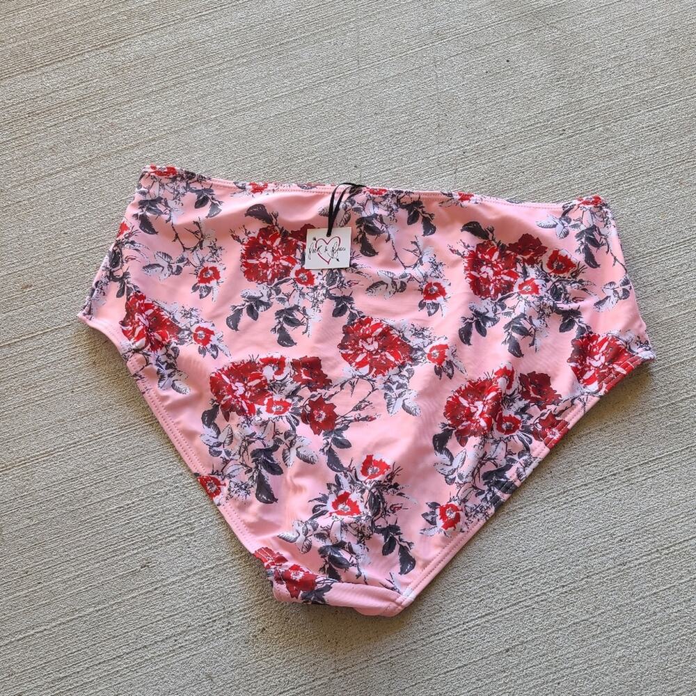 ASOS Pink Floral Bikini Bottom Peek & Beau High Waist Beachy UK 18 US 14 NWT - Picture 2 of 5